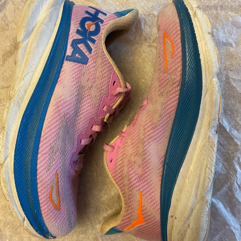Hoka Women's Pink and Teal Athletic Shoes